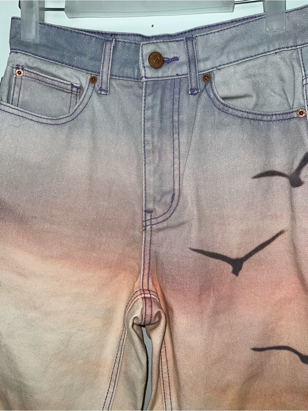 BDG Urban Outfitters Cowboy Jean Sunset Bird Print Size 26 - Picture 5 of 17